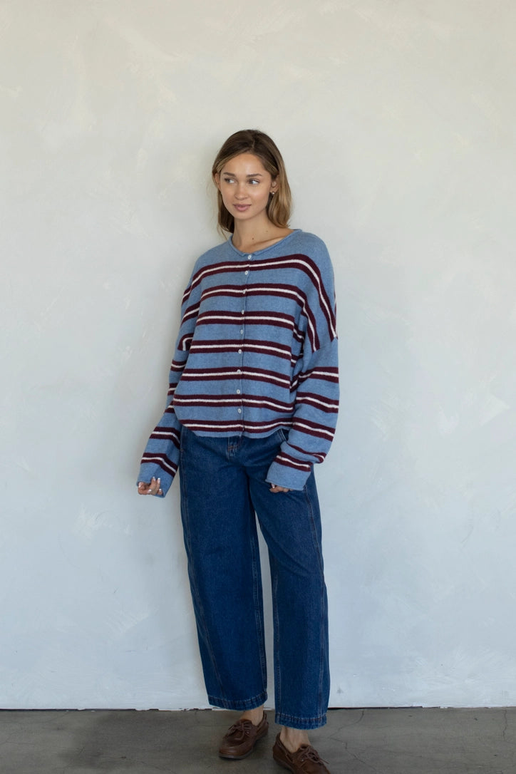 Lainey Cardigan Multi Dusty Blue