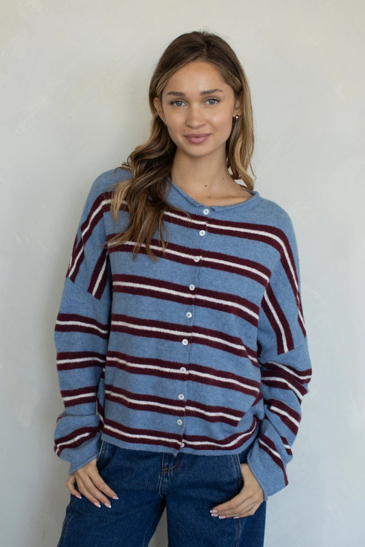 Lainey Cardigan Multi Dusty Blue