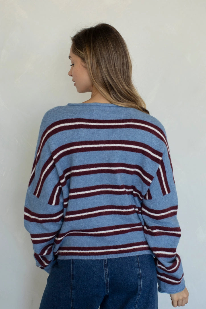 Lainey Cardigan Multi Dusty Blue