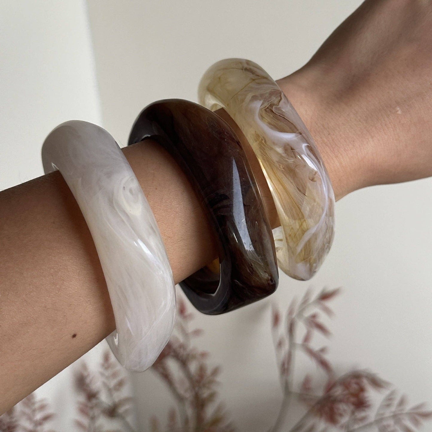 Irregular Resin Bangle Beige