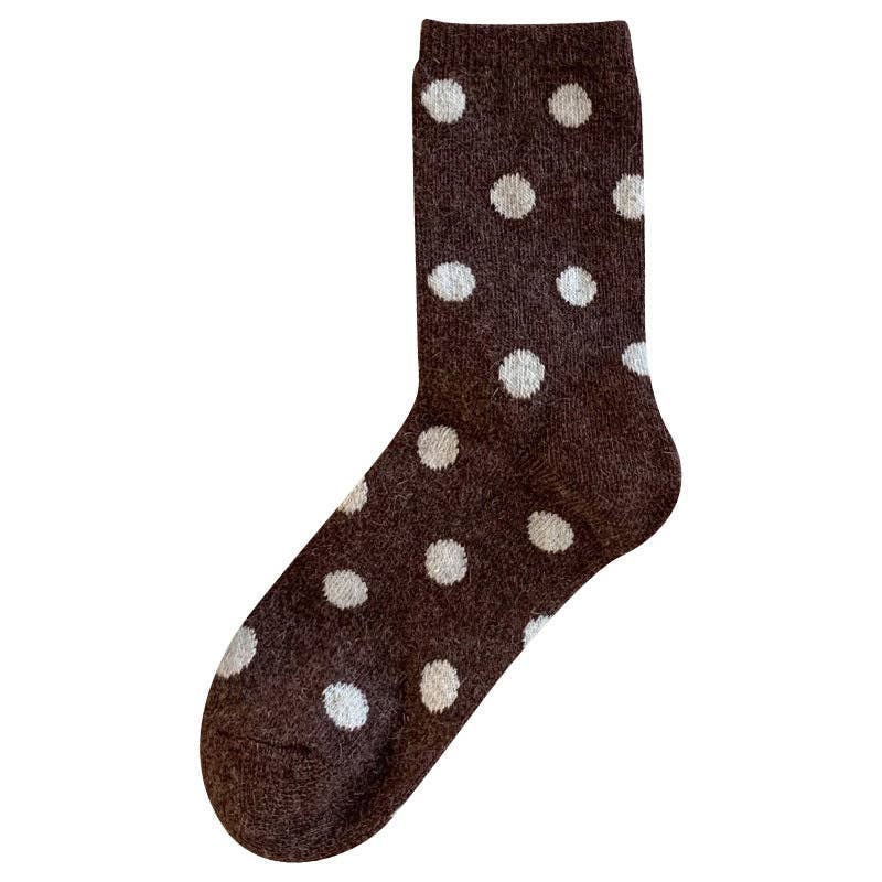 Dipped Shop - Color Block Thicken  Polka Dot Socks MK2BLW6W8FSO253: Coffee