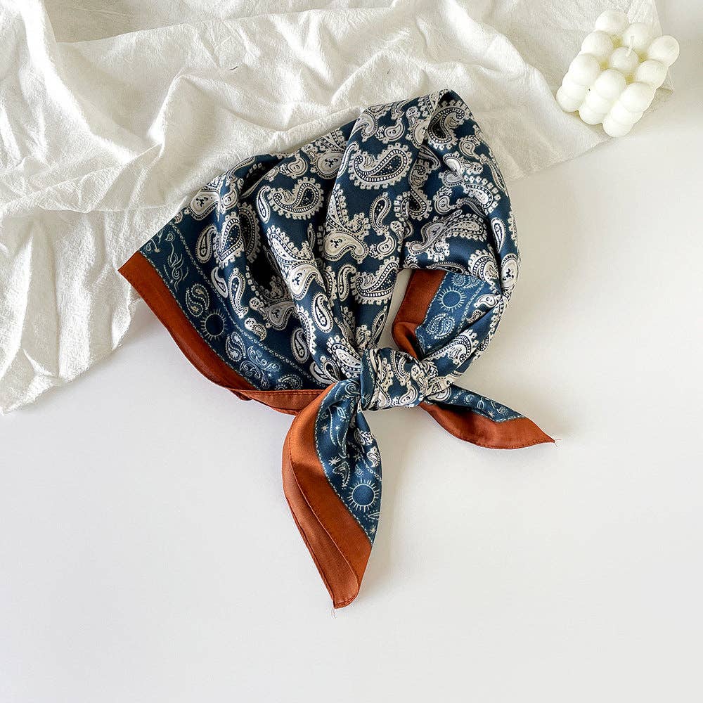Paisley Scarf Navy/Brown