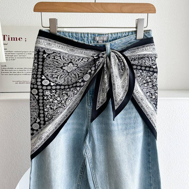 Dipped Shop - Minimalist Striped Cashew Waist Belt Silk Scarf MK2BLW6W6NSI70: C42