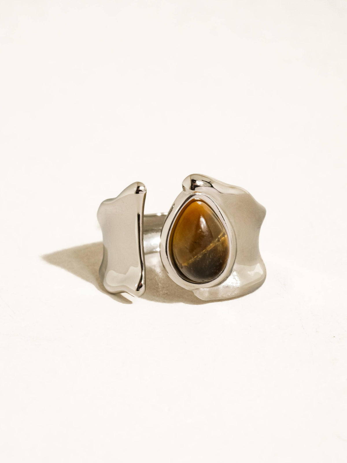 Tiger Eye Statement Ring Silver