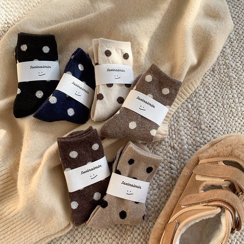 Dipped Shop - Color Block Thicken  Polka Dot Socks MK2BLW6W8FSO253: Beige