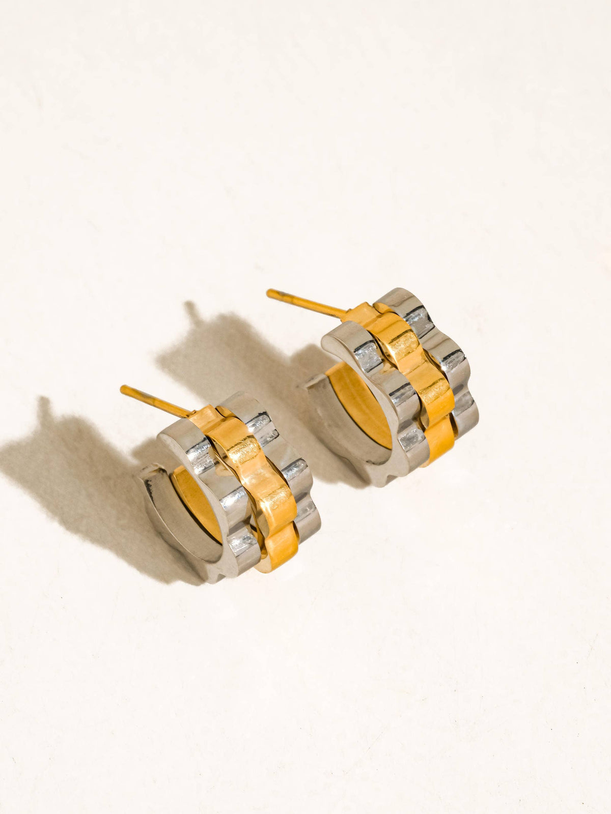 Paige Two-Tone Ribbed Hoops