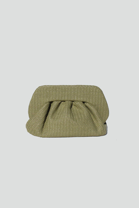 Noelle Straw Clutch Green
