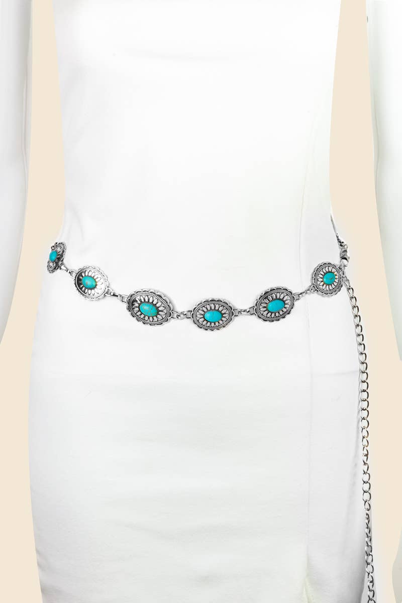 Turquoise Concho Chain Belt