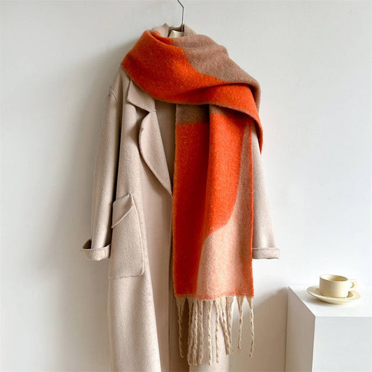 Geo Colorblock Scarf Orange