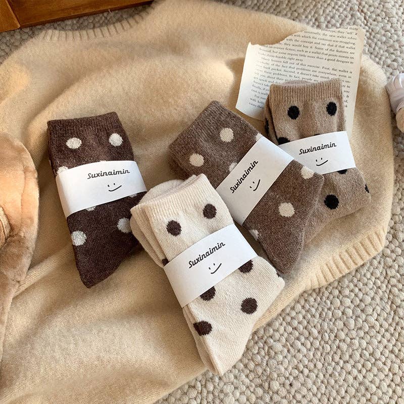 Dipped Shop - Color Block Thicken  Polka Dot Socks MK2BLW6W8FSO253: Beige