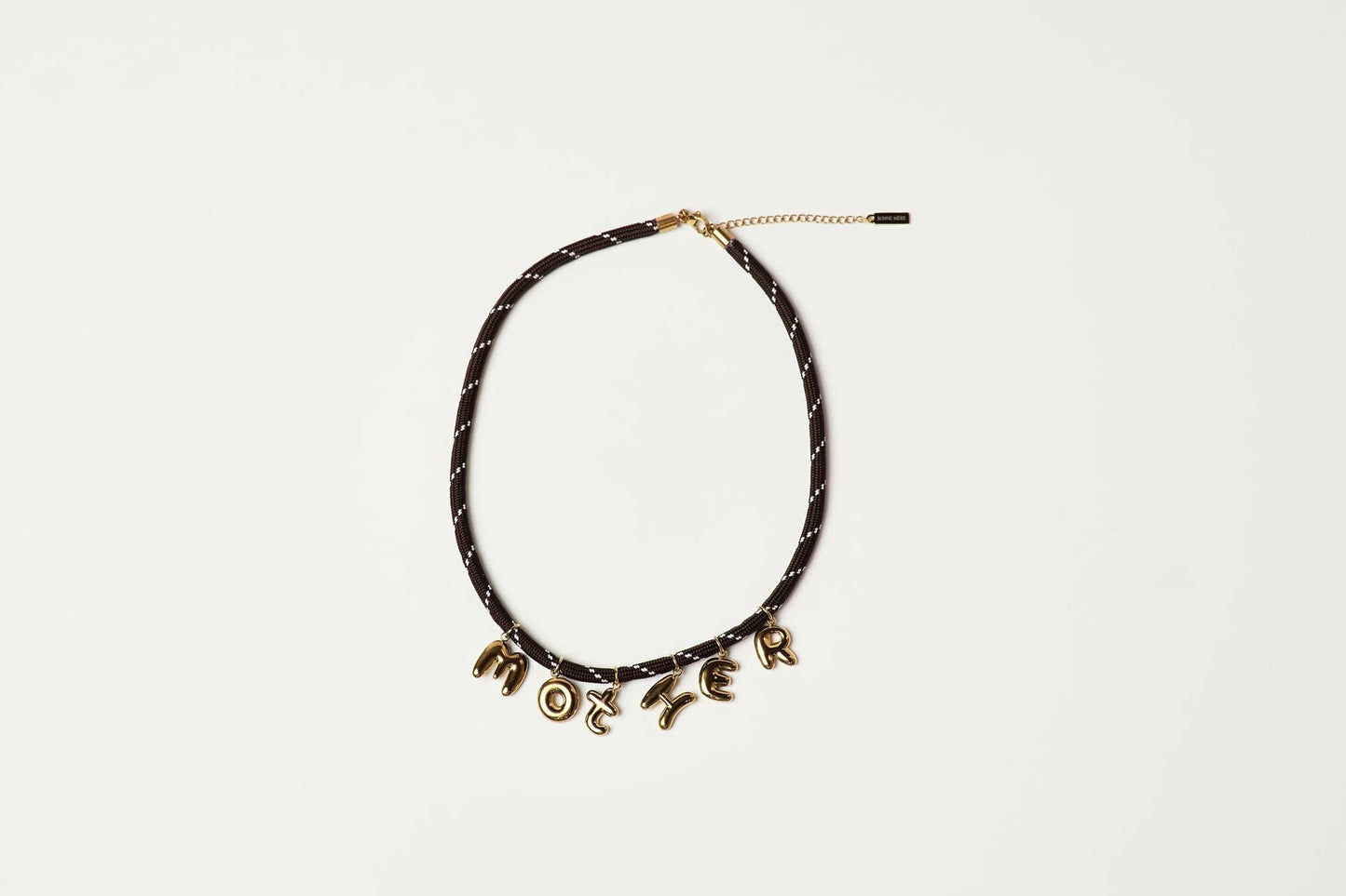 Mother Bubble Cord Necklace Brown/Gold