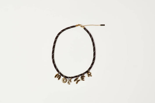 Mother Bubble Cord Necklace Brown/Gold