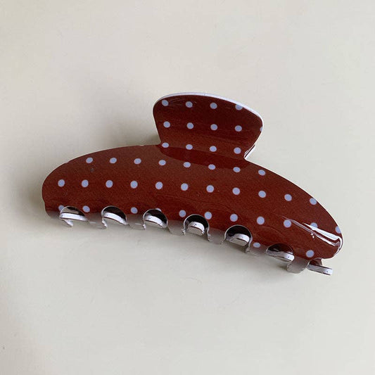 Polka Dot Claw Clip Brown