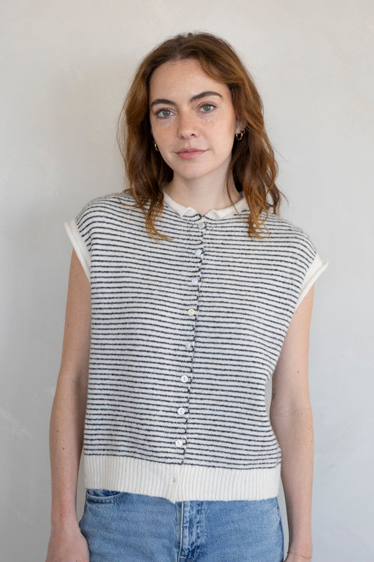 True Tides Cardigan Black Stripe