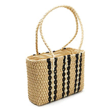 Load image into Gallery viewer, Catamaran Straw Bag Nat/Blk
