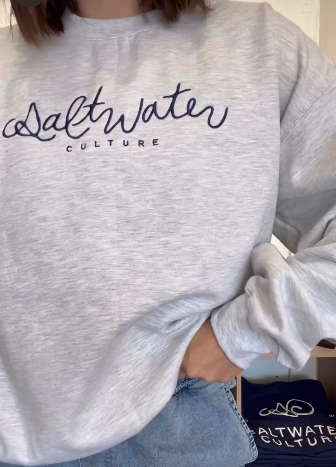 Saltwater Embroidered Crew Ash