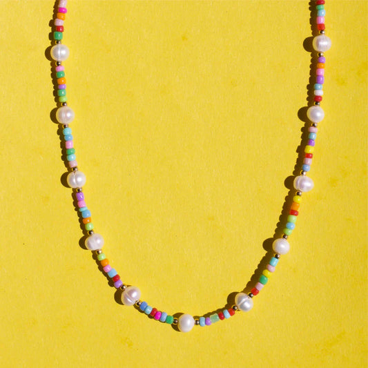 Vaclav Rainbow Beaded Pearl Necklace