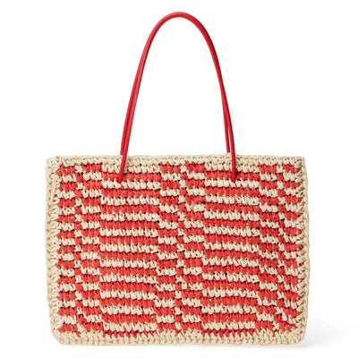 Seaside Straw Tote Red