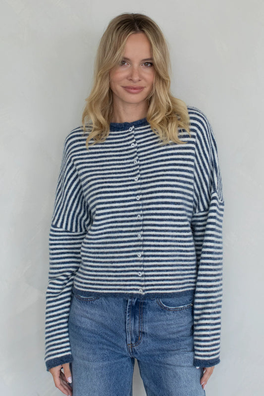Lainey Cardigan Denim Stripe