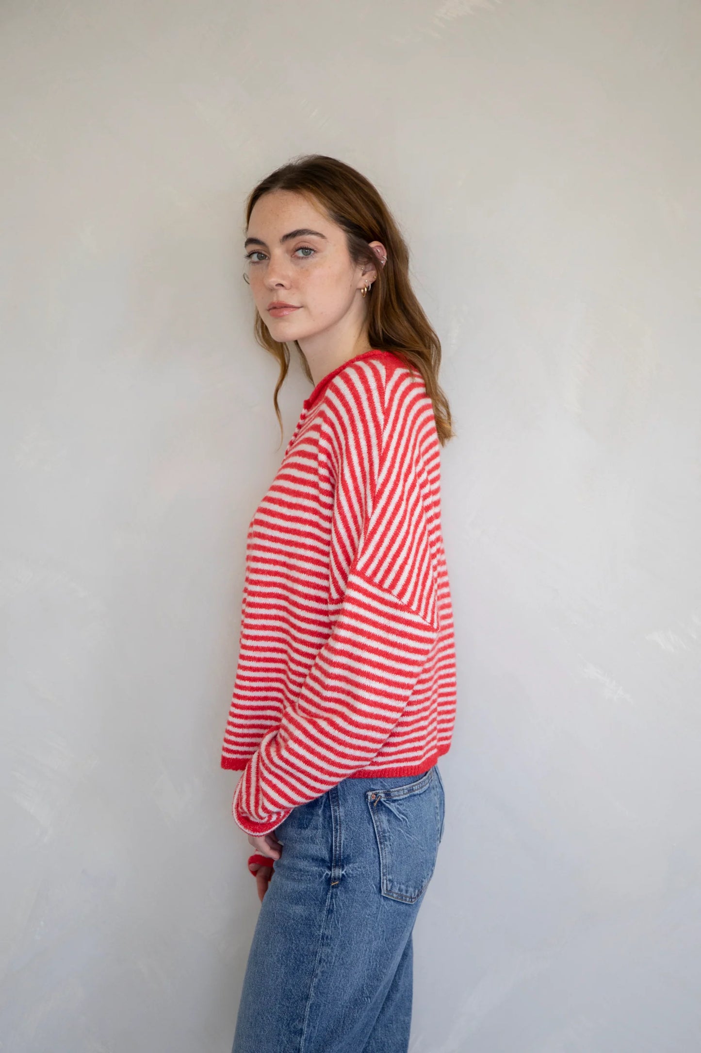 Lainey Cardigan Red Stripe
