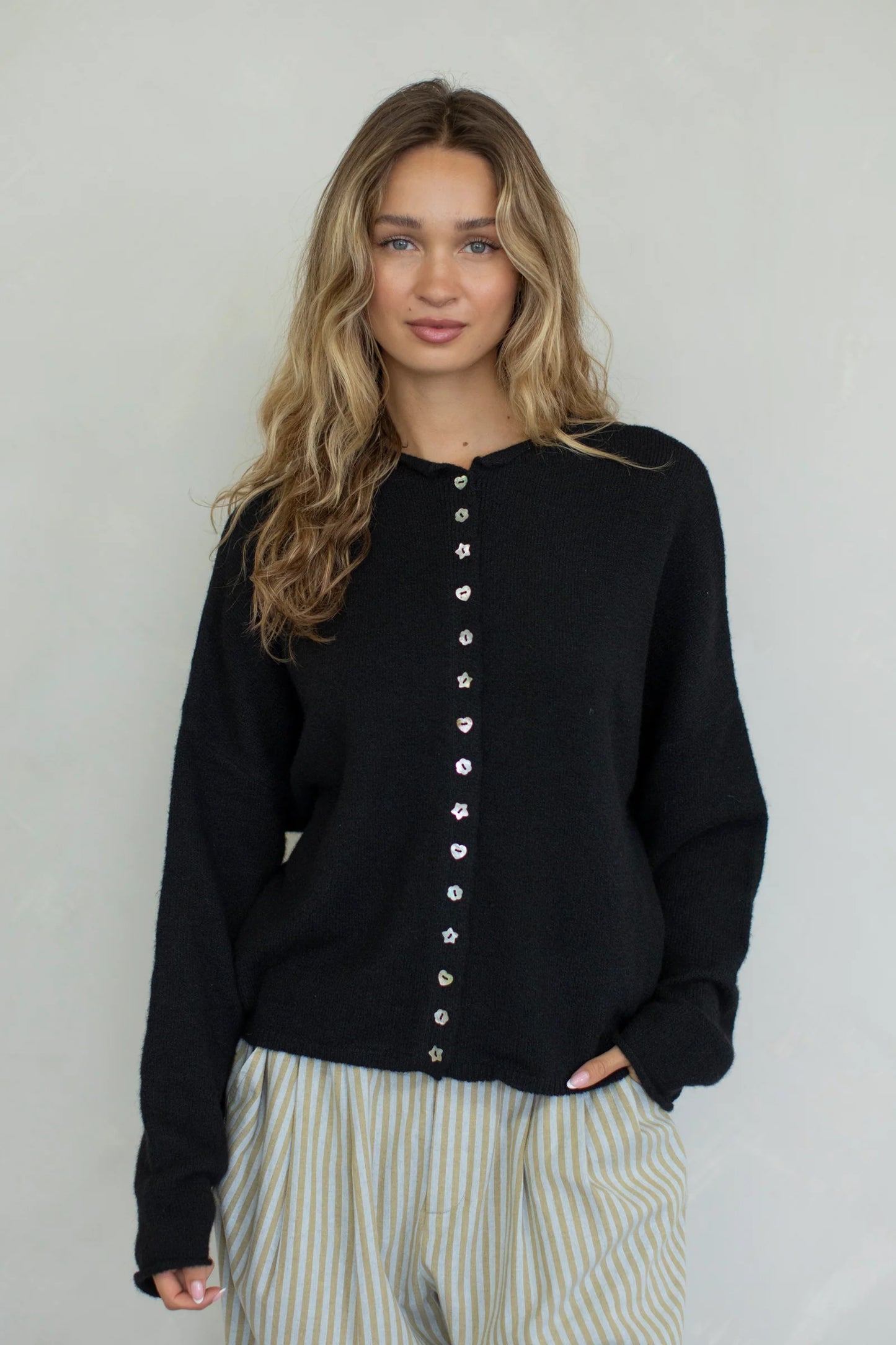 Lainey Multi Button Cardigan Black