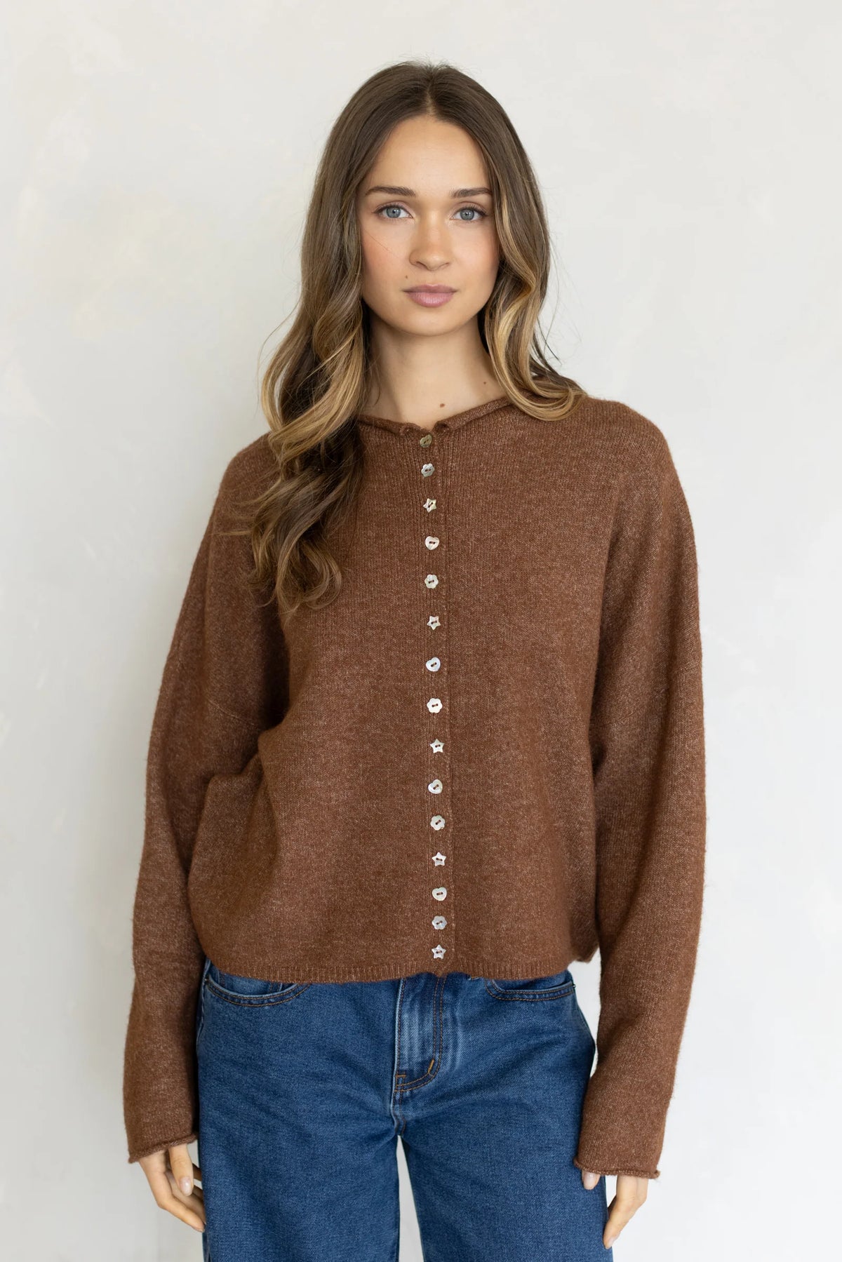 Lainey Multi Button Cardigan Brown