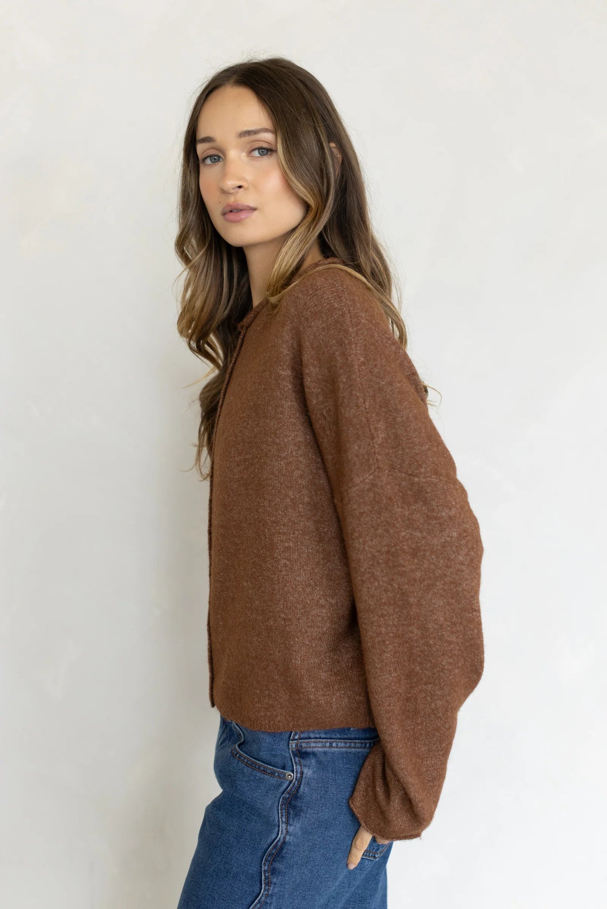 Lainey Multi Button Cardigan Brown
