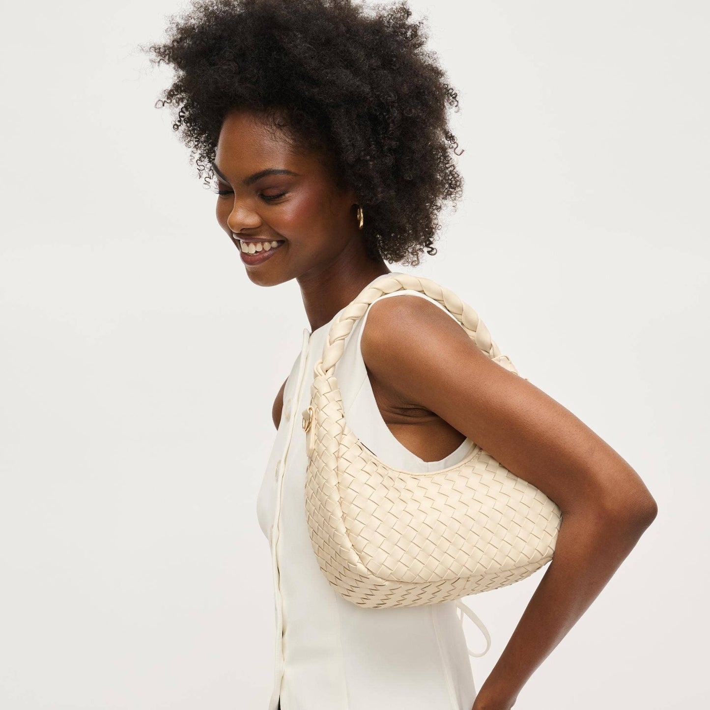 Laken Woven Shoulder Bag Oatmilk