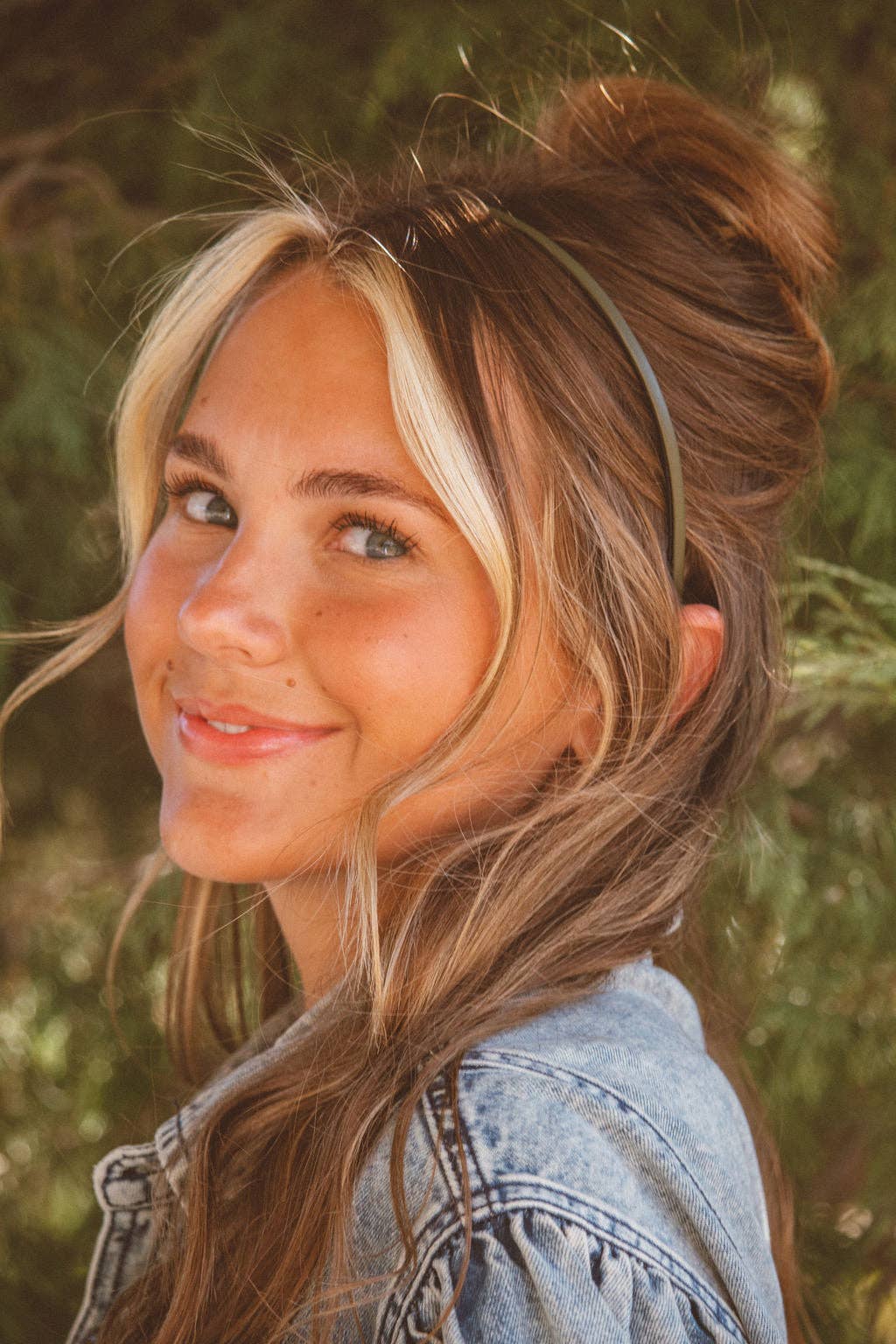 Thin Leather Headband Green