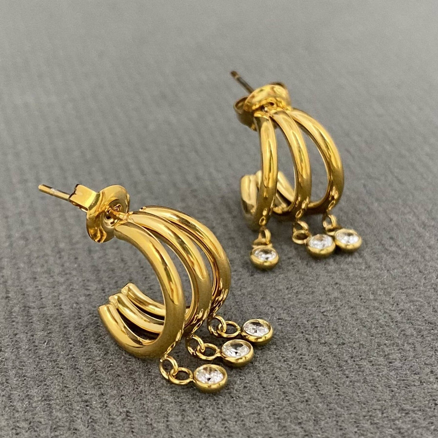 Zircon Fringe Stud Earrings
