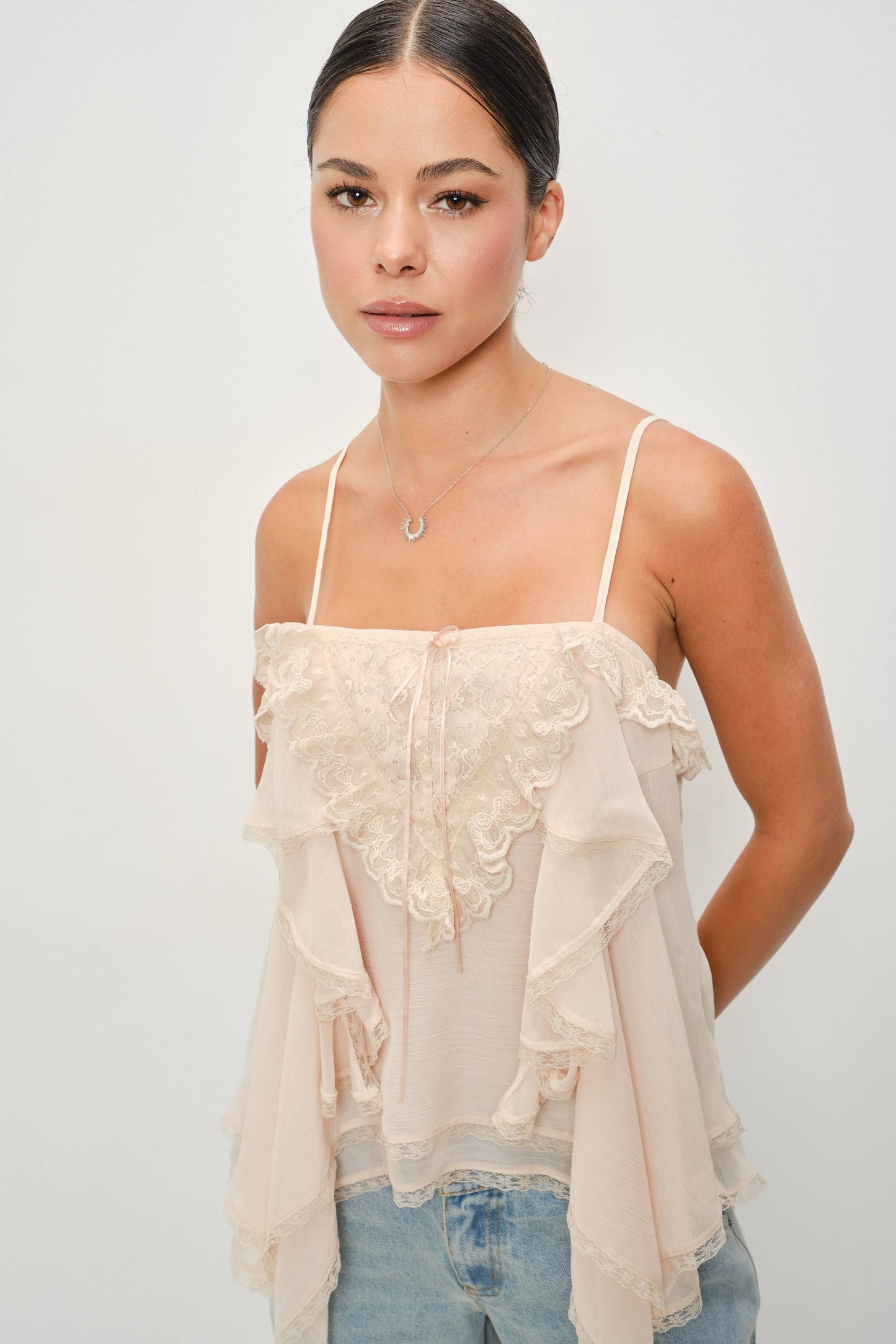 Pretty Garbage - MARLON FLOUNCE CAMI: Bone / L