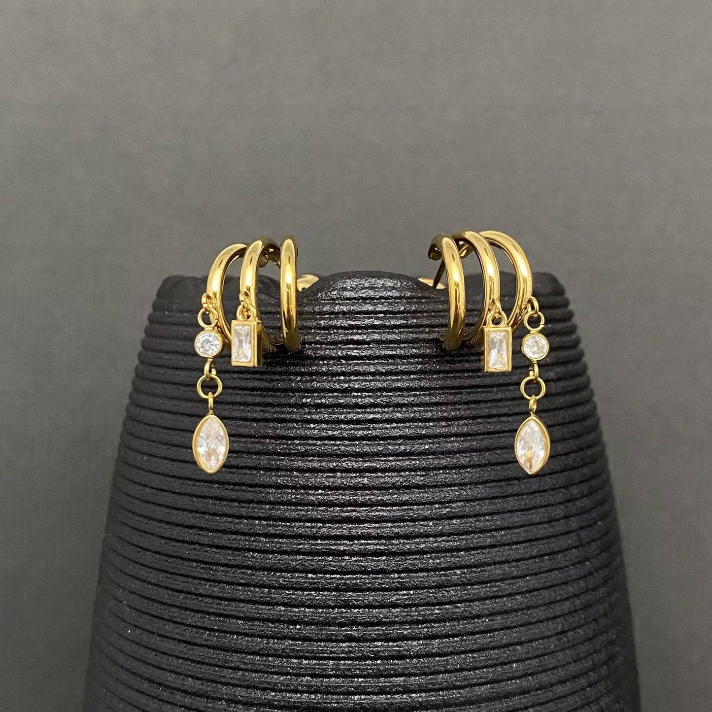 Zircon Fringe Stud Earrings