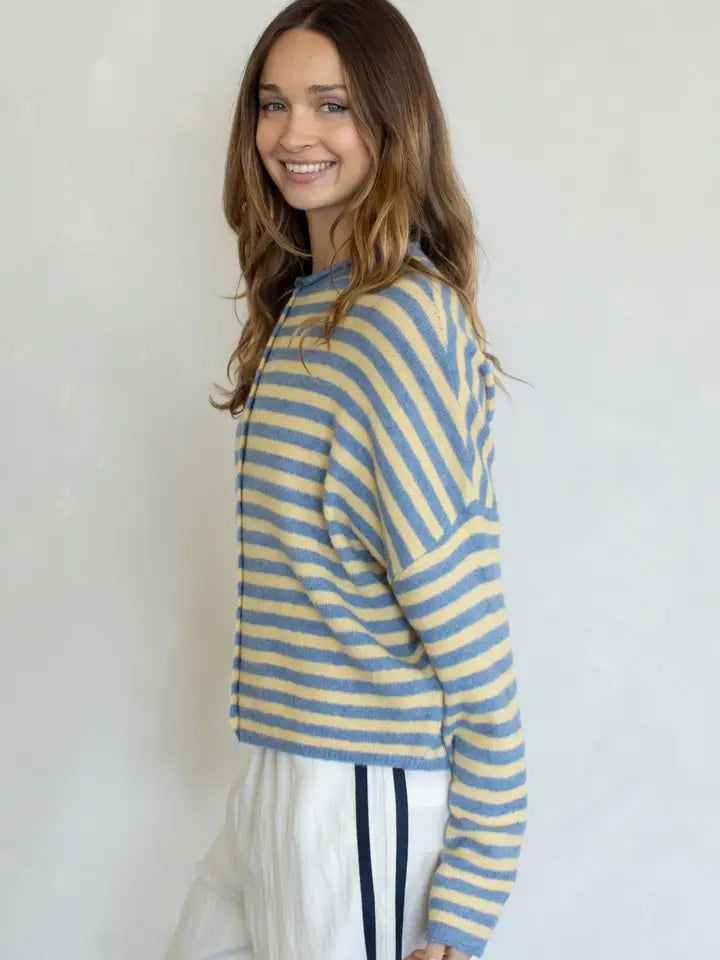 Lainey Cardigan Stripe Lt Blue/Butter