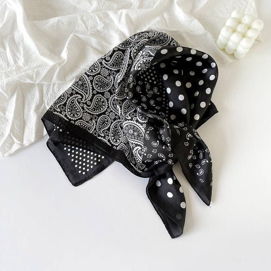 Paisley Print Satin Scarf Black