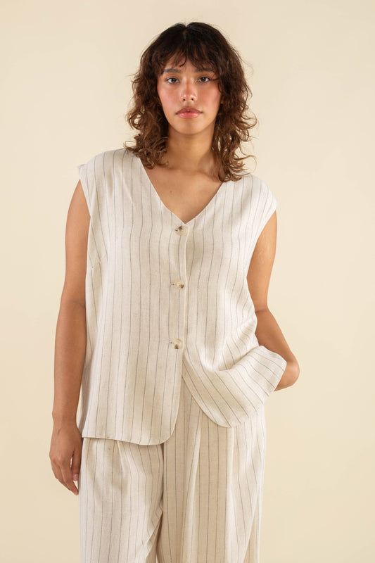 Helena Oversized Linen Vest