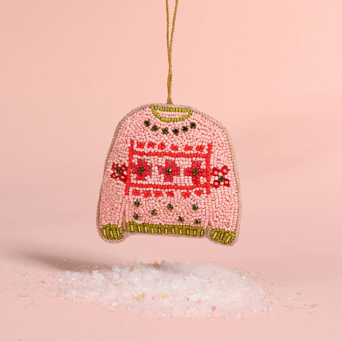 Beaded Ornament Christmas Sweater