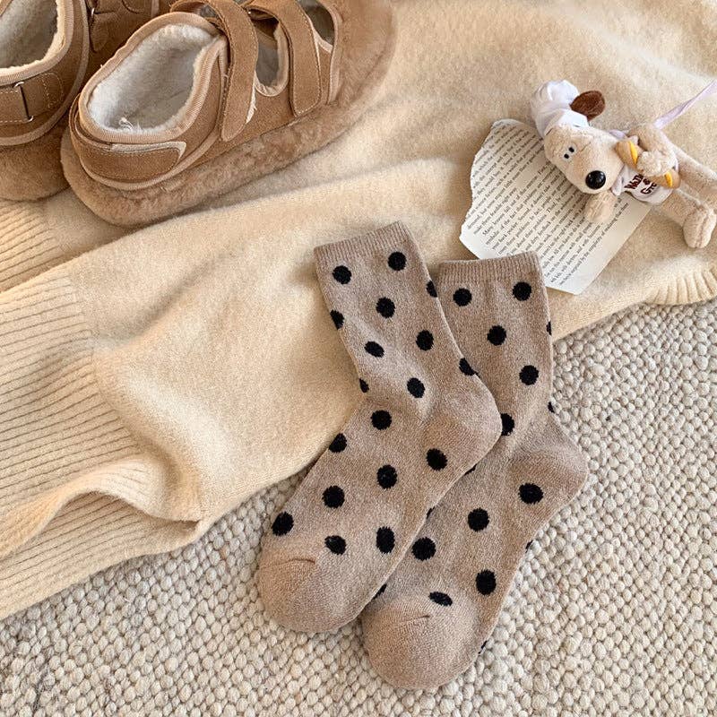 Dipped Shop - Color Block Thicken  Polka Dot Socks MK2BLW6W8FSO253: Coffee