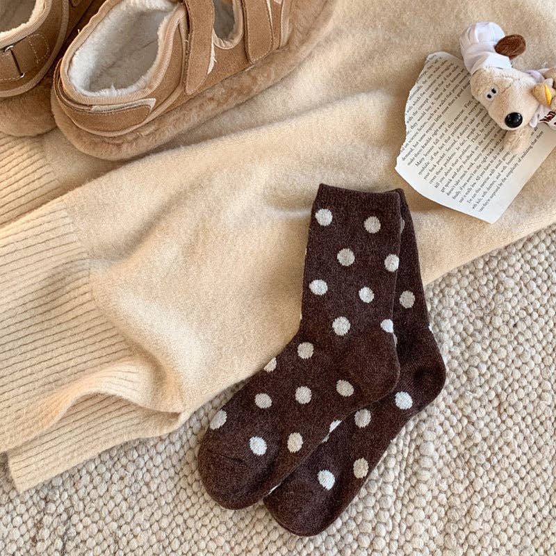 Dipped Shop - Color Block Thicken  Polka Dot Socks MK2BLW6W8FSO253: Beige