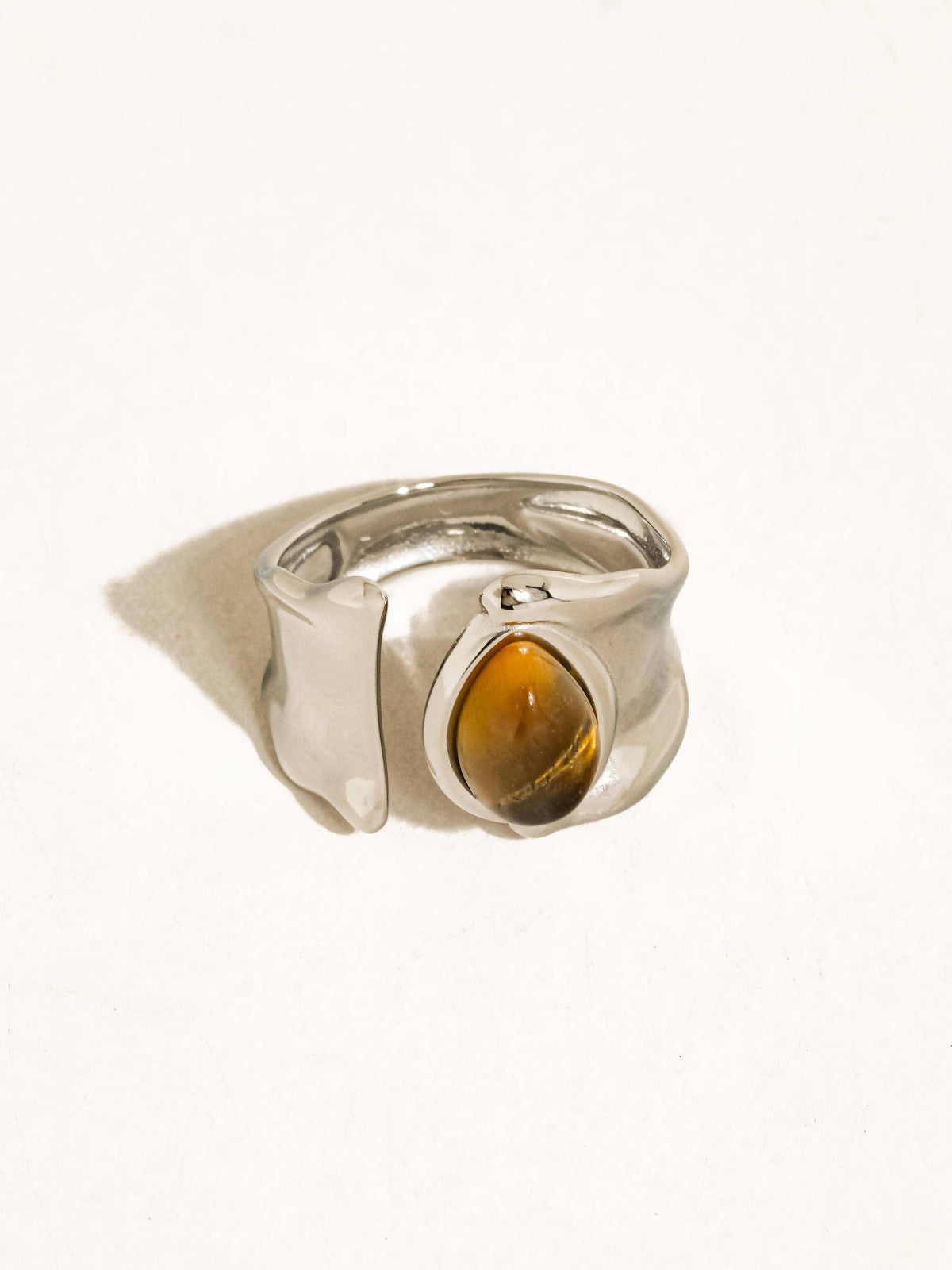Tiger Eye Statement Ring Silver