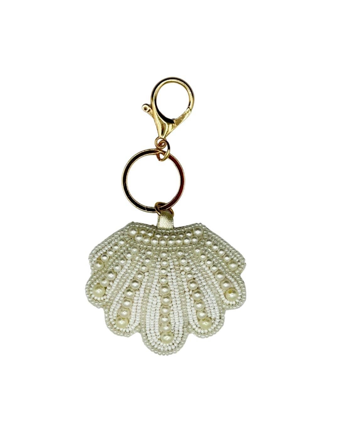 Beaded Bag Charm Seashell