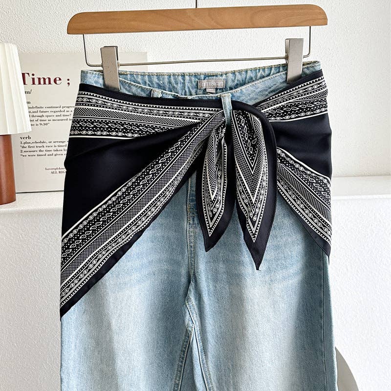Dipped Shop - Minimalist Striped Cashew Waist Belt Silk Scarf MK2BLW6W6NSI70: C40