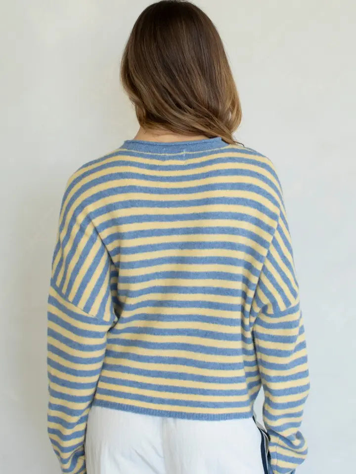 Lainey Cardigan Stripe Lt Blue/Butter