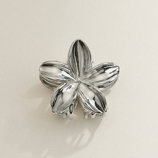 Hibiscus Hair Claw Clip Silver