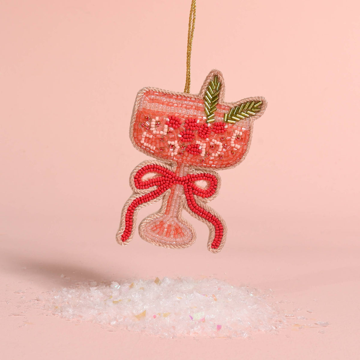 Beaded Ornament Cranberry Cosmo