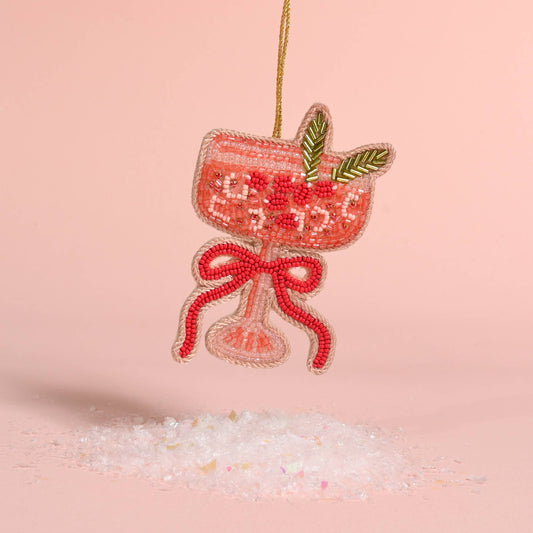 Beaded Ornament Cranberry Cosmo