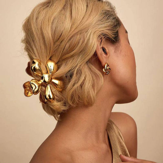 Flower Hair Claw Gold
