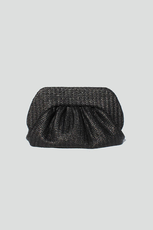 Noelle Straw Clutch Black