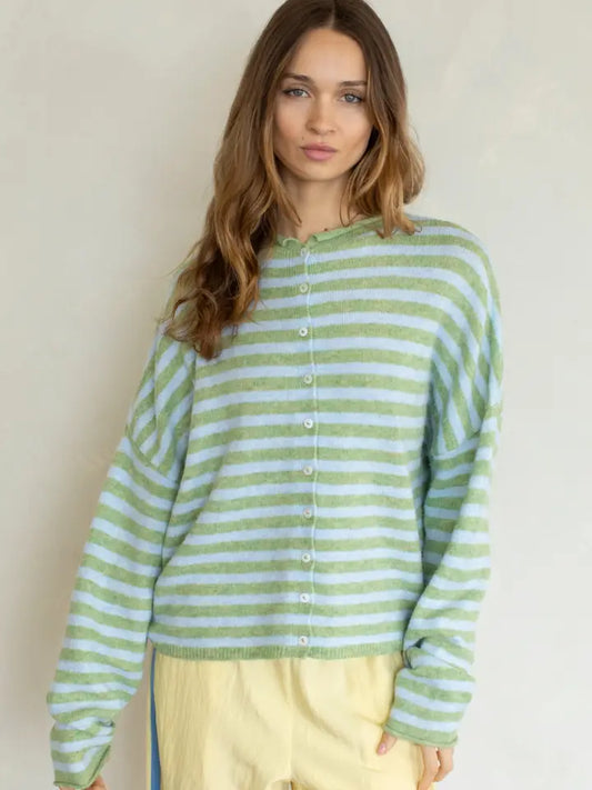 Lainey Cardigan Stripe Matcha