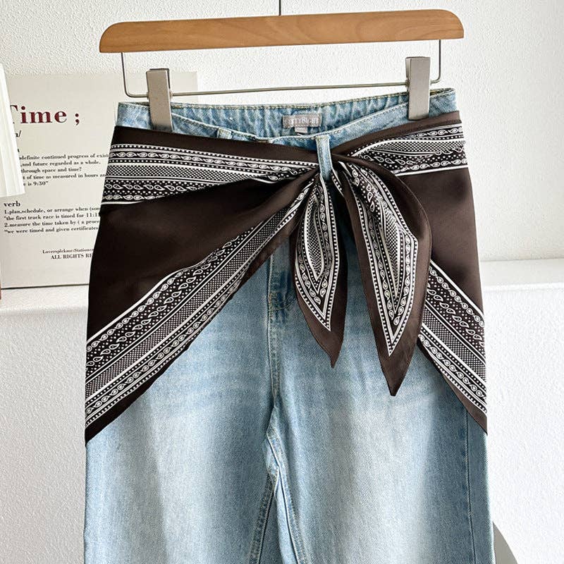 Dipped Shop - Minimalist Striped Cashew Waist Belt Silk Scarf MK2BLW6W6NSI70: C40