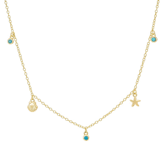 Shelling Charm Necklace: Gold Plated